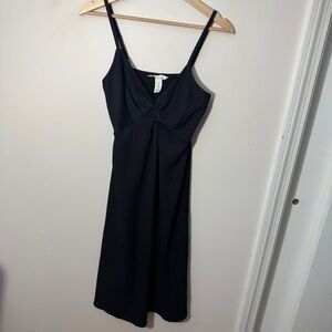 H&M Black Midi Twist-Front Slip Dress